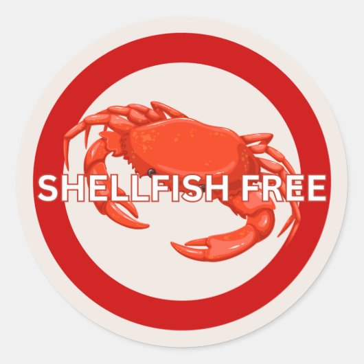 Chellfish Free Food Allergy Alert Sticker classiqu (Devant)