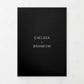 Chelsea Black Moderne bruiloft Drieluik Uitnodiging (Cover)