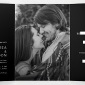 Chelsea Black Moderne bruiloft Drieluik Uitnodiging (Binnenkant midden)