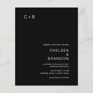 Chelsea Black Moderne bruiloft uitnodiging