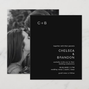 Chelsea Black Moderne bruiloft uitnodiging