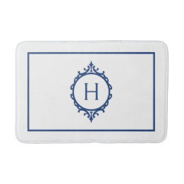 Chelsea Blauw en Wit Monogrammed Badmat