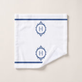 Chelsea Blauw en Wit Monogrammed Handdoek (Wasdoekje)