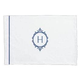 Chelsea Blauw en Wit Monogrammed Kussensloop