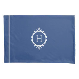 Chelsea Blauw en Wit Monogrammed Kussensloop