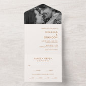 Chelsea Earthy Neutrals Modern Wedding All In One Uitnodiging (Binnen)