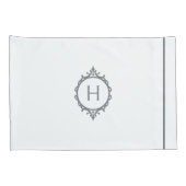 Chelsea Grijs en Wit Monogrammed Kussensloop (Achterkant-Rechts)