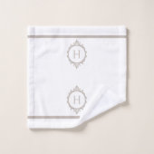Chelsea Light Taupe et blanc Monogramme (Gant de toilette)