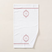 Chelsea rose Blush et blanc Monogramme (Serviette à main)