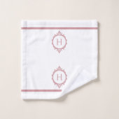Chelsea rose Blush et blanc Monogramme (Gant de toilette)