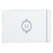 Chelsea Stormy Blauw en Wit Monogrammed Kussensloop (Voorkant-Rechts)