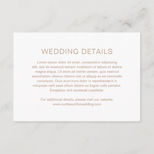 Chelsea Taupe Modern Wedding Informatiekaartje (Voorkant)
