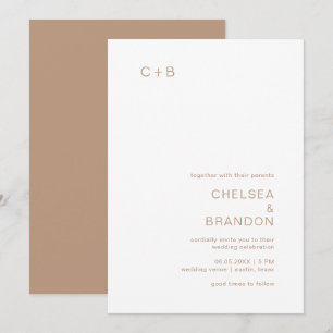 Chelsea Taupe Modern Wedding Kaart