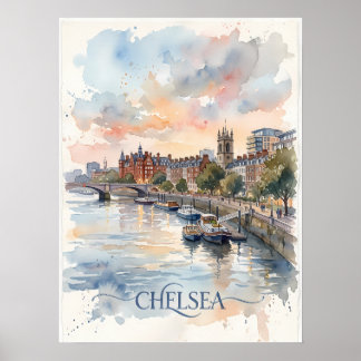 Chelsea Watercolor Stadsschap Manhattan Poster