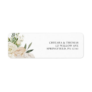 CHELSEA Watercolor White Blooms Wedding Invitation Etiket