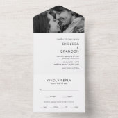 Chelsea zwart-wit moderne bruiloft all in one uitnodiging (Binnen)