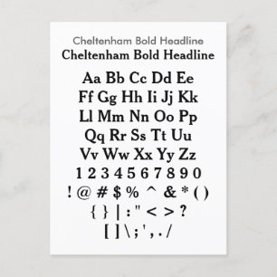 Cheltenham Bold Headline - Zazzle Font Sampler Briefkaart