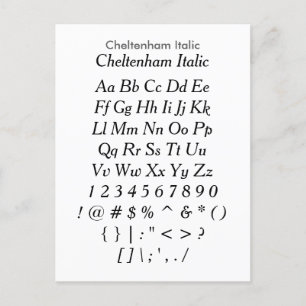 Cheltenham Italic - Zazzle Font voorbeeldvel Briefkaart