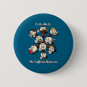Chemie cafeïne molecule grappige wetenschap geek k ronde button 5,7 cm