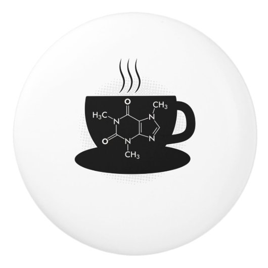 Chemie Caffeine Molecule Keramische Knop (Voorkant)