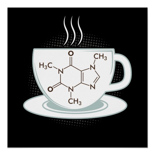 Chemie Caffeine Molecule Perfect Poster (Voorkant)