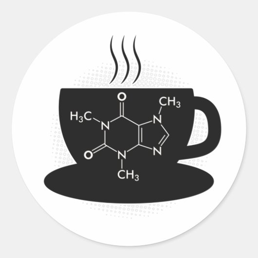 Chemie Caffeine Molecule Ronde Sticker (Voorkant)