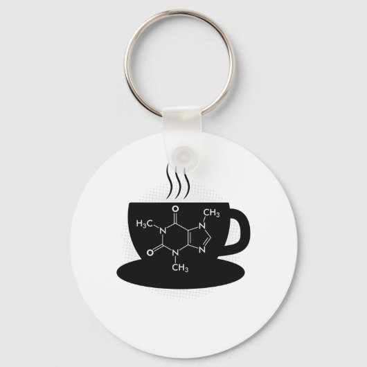 Chemie Caffeine Molecule Sleutelhanger (Voorkant)