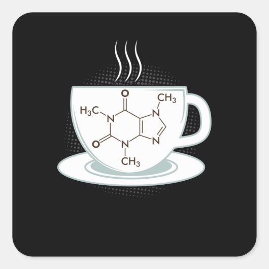 Chemie Caffeine Molecule Vierkante Sticker (Voorkant)