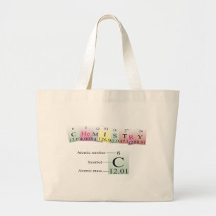 Chemie, gespeld met elementen grote tote bag