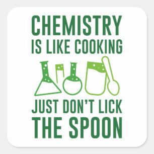 Chemie is als koken vierkante sticker