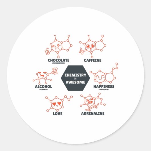 Chemie is geweldige ronde sticker (Voorkant)