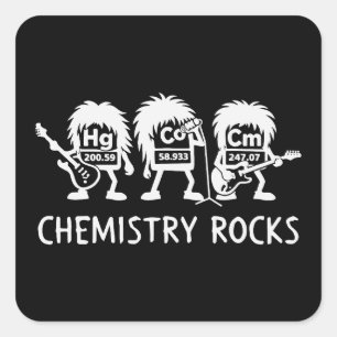 Chemie Rocks Science Rockband Vierkante Sticker