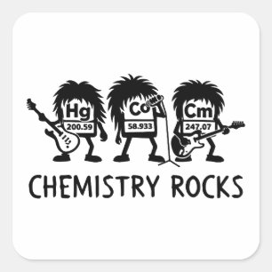 Chemie Rocks Science Rockband Vierkante Sticker