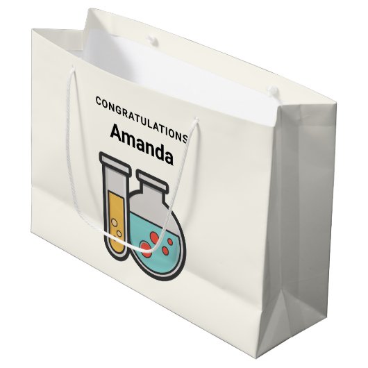 Chemie Test Tube en beker Gefeliciteerd Groot Cadeauzakje (Voorkant Gekanteld)