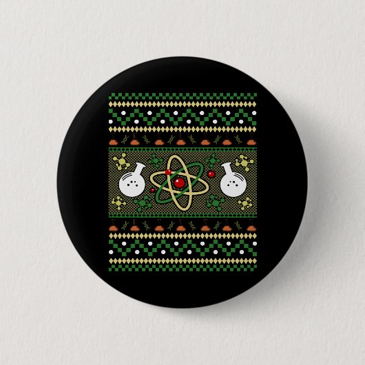 Chemie Ugly Kerstscience Engineer Gift Ronde Button 5,7 Cm (Voorkant)