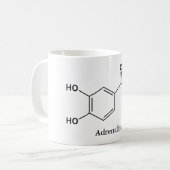 chemie van adrenaline-epinefrinemolecuul koffiemok (Voorkant links)