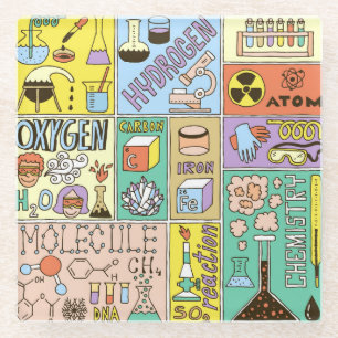 Chemie Wetenschap Illustratieset Glazen Onderzetter