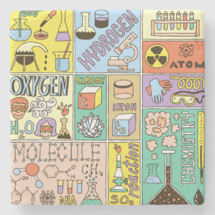 Chemie Wetenschap Illustratieset Stenen Onderzetter