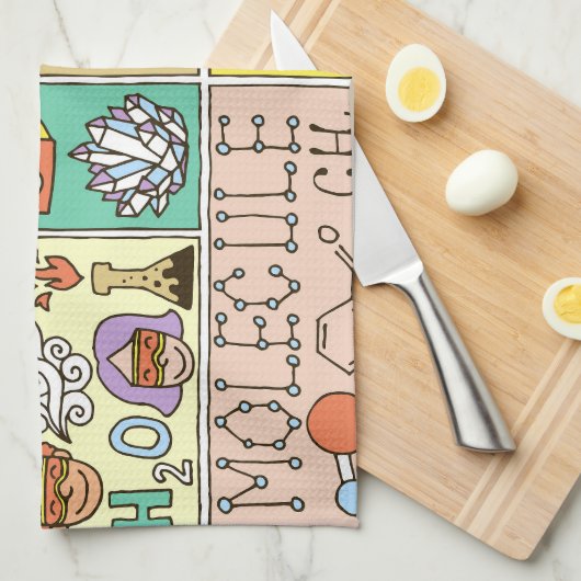 Chemie Wetenschap Illustratieset Theedoek (Quarter Fold)