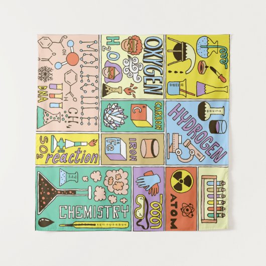 Chemie Wetenschap  Illustratieset Wandkleed (Voorkant (horizontaal))