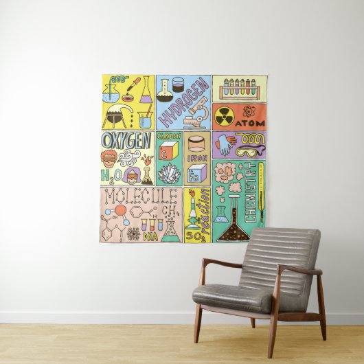 Chemie Wetenschap  Illustratieset Wandkleed (In situ)