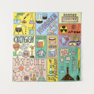 Chemie Wetenschap  Illustratieset Wandkleed