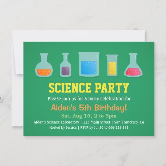 Chemie Wetenschap Kids Verjaardag Party Uitnodigin Kaart (Voorkant)