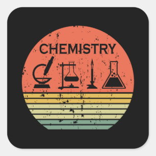 Chemie  zonsondergang retro strepenpatroon vierkante sticker