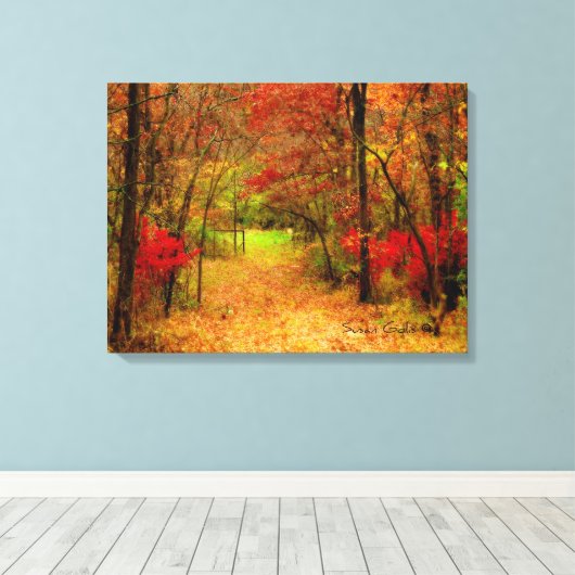 Chemin d'automne pittoresque dans Fores toile étir (Insitu (Plancher de Bois))
