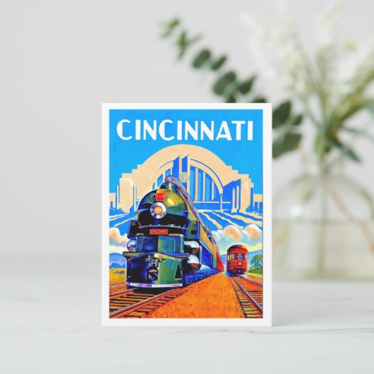 Chemin de fer Cincinnati, trains, carte postale vo (Debout devant)