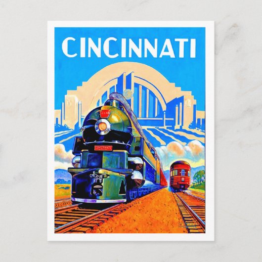 Chemin de fer Cincinnati, trains, carte postale vo (Devant)