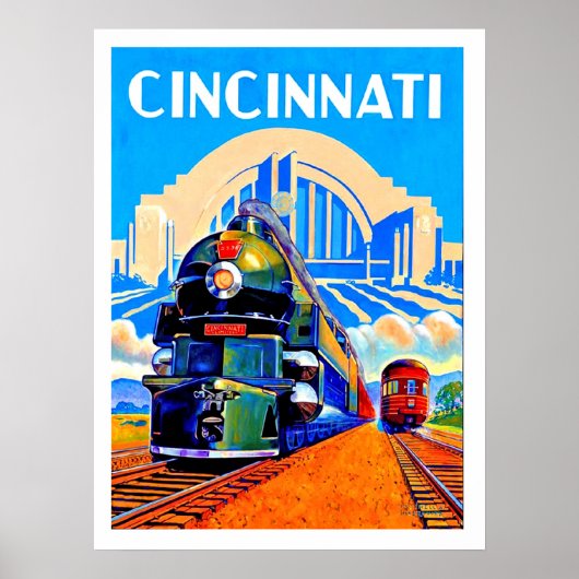 Chemin de fer de Cincinnati, trains, affiche de vo (Devant)