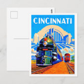 Chemin de fer de Cincinnati, trains, carte postale (Devant / Derrière)