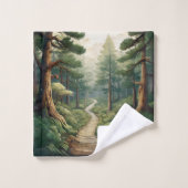 Chemin de forêt rustique personnalisable avec nom (Gant de toilette)